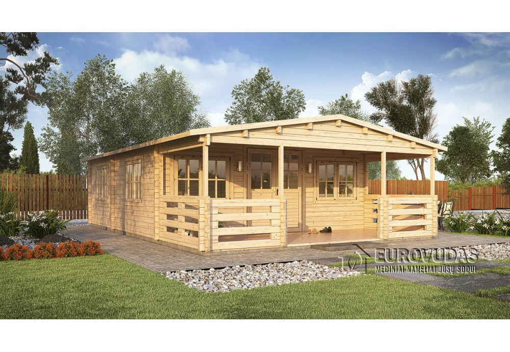 AKCIJA! Medinis vasarnamis Spagna 6x6,5 m + veranda, 44mm
