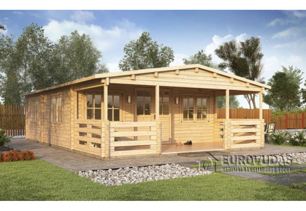 Medinis vasarnamis SPAGNA 6x6,5 m su veranda (53m²), 44mm